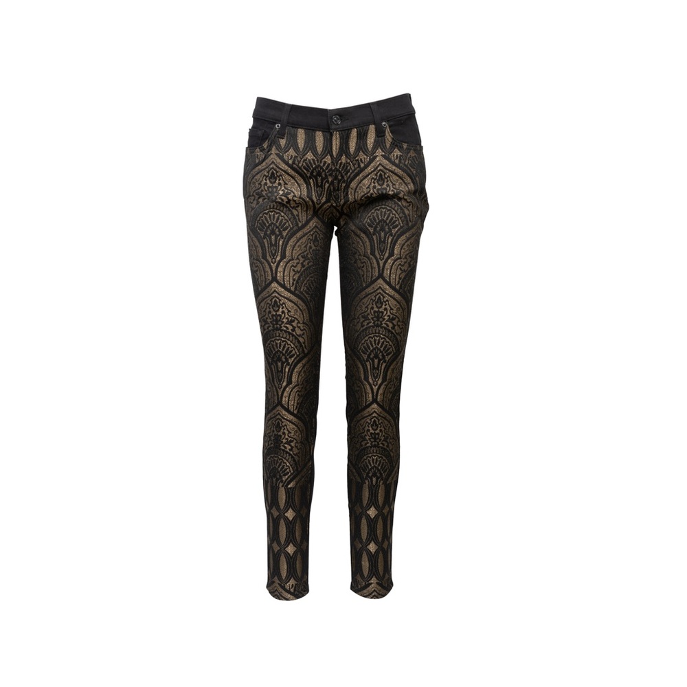 7 For All Mankind Gold Baroque Skinny Jeans